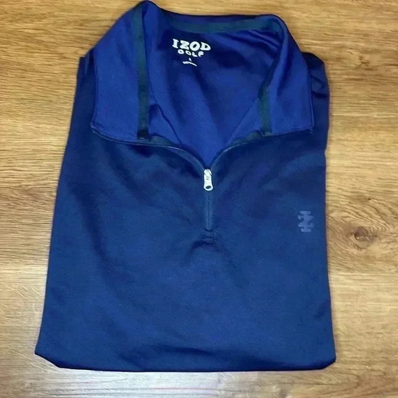Izod Golf Men’s Large Navy Long Sleeve 1/4 Zip Polyester Pullover Shirt - Picture 8 of 8